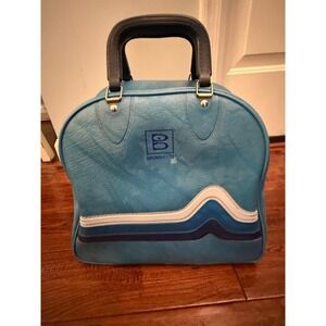 Vintage Brunswick Bowling Bag Blue Vinyl Retro Wave Design Single Ball Carrier
